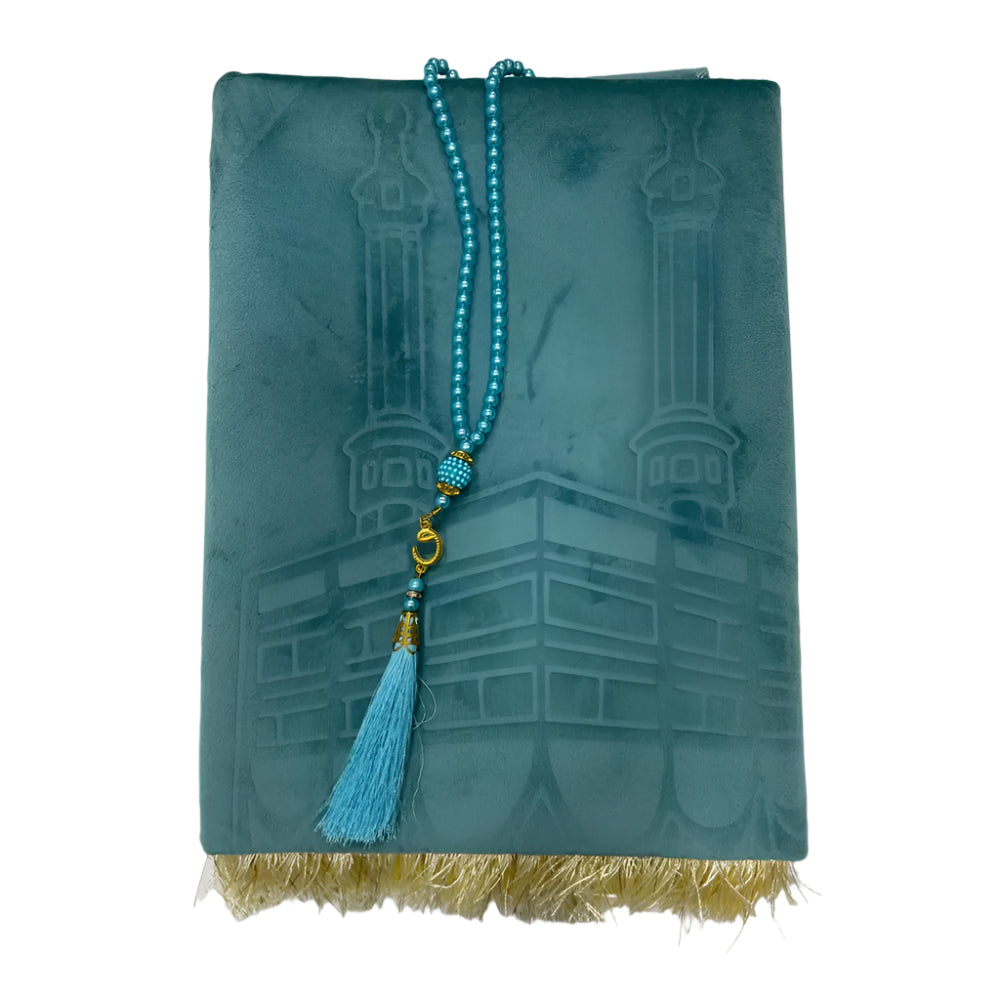 Coffret Tapis de Prière Premium & Chapelet Perles - Turquoise