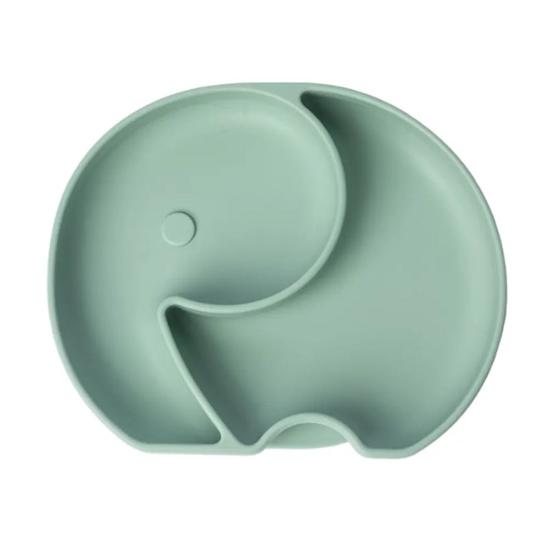 YUMMY Plato Elefante de Silicona con Ventosa 4M+ - Verde Pastel