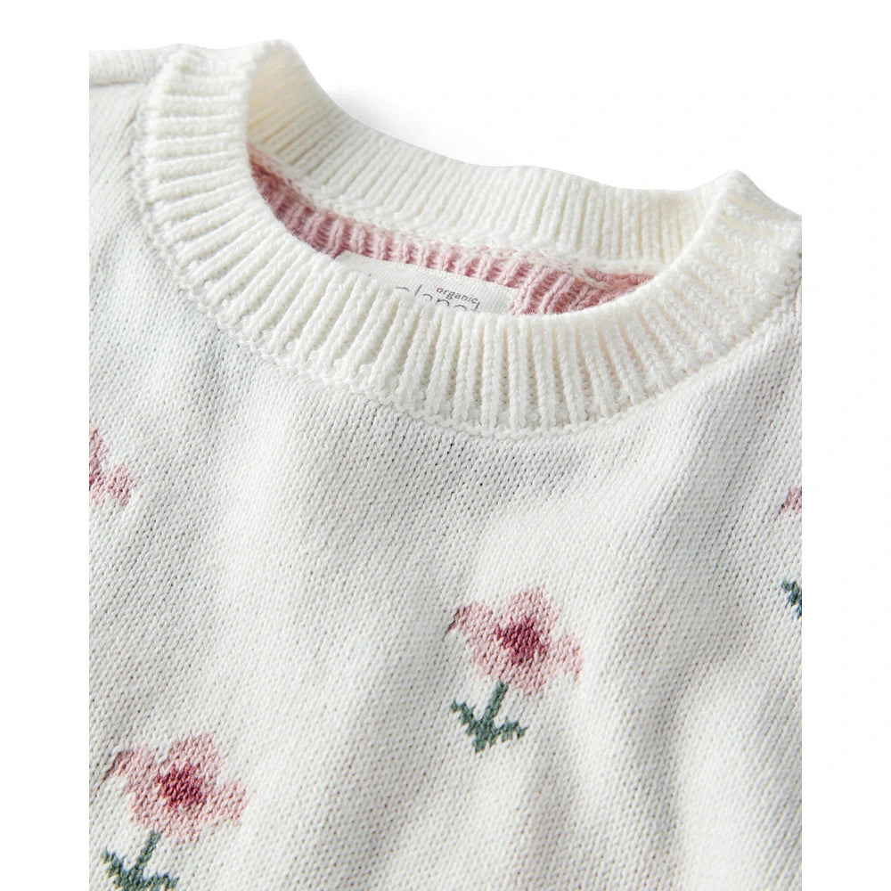 Ensemble 2 Pièces Pull & Pantalon en Tricot Coton Bio Bébé Fille Little Planet - Rose Fleuri