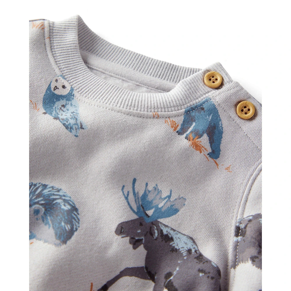 Ensemble 2 Pièces en Molleton Coton Bio Forêt Bébé Garçon Little Planet - Bleu