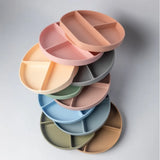 YUMMY Assiette en Silicone Multi-Compartiments avec Ventouse 4M+ - Blush