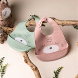 YUMMY Bavoir Chat en Silicone avec Poche 9M+ - Rose Blush