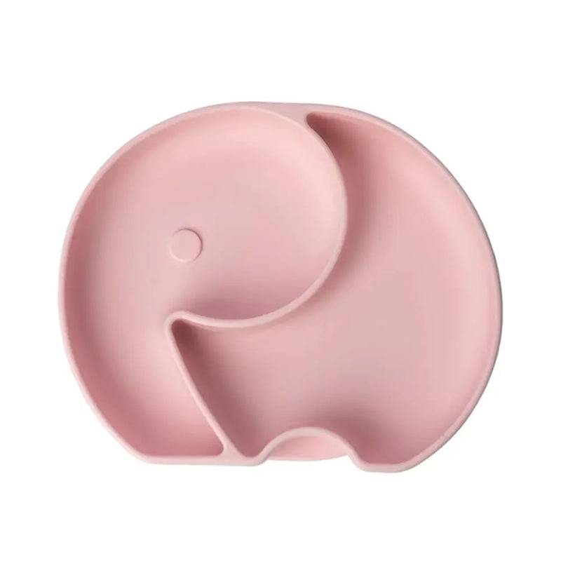 Plato de silicona con forma de elefante YUMMY con ventosa (4 meses o más) - Rosa pastel