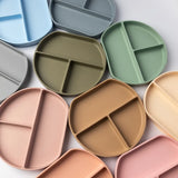 YUMMY Plato de Silicona Multi-Compartimentos con Ventosa 4M+ - Verde Oliva