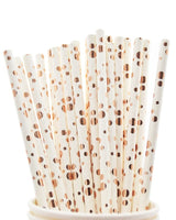 Disposable Paper Straws - White & Bronze