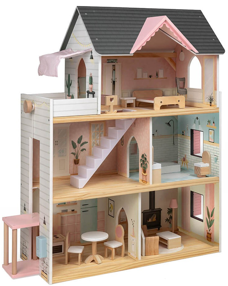 Eurekakids - Maison de poupée pastel en bois 3Ans+