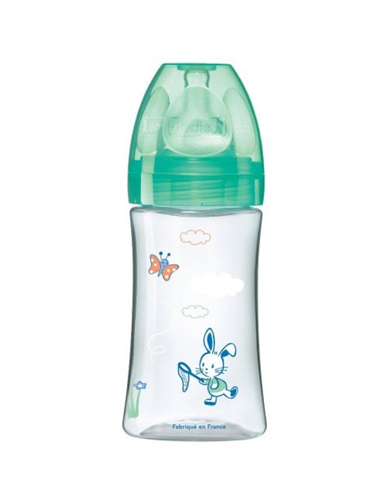 Dodie Anti-Colic Baby Bottle Initiation+ 270ml (0-6m) - Green Bunny