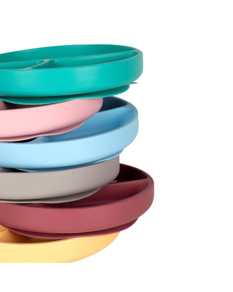 Assiette Multi-Compartiments MINIKOIOI avec Ventouse en Silicone – Grise
