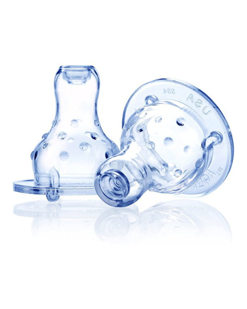Juego de 2 tetinas de silicona para biberones con cuello estándar y flujo variable para líquido espeso +0m