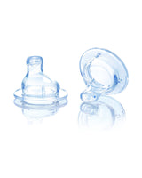 Juego de 2 caños de recambio Nûby de cuello ancho en silicona antifugas +6m