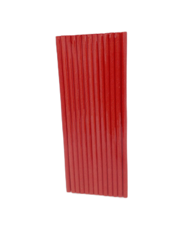Ensemble de 25 Pailles en Papier Jetable - Rouge