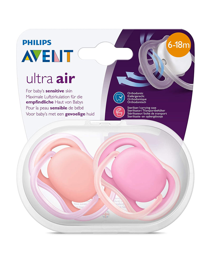 Avent Lot de 2 Sucettes Orthodontiques Ultra Air 6-18m Fille
