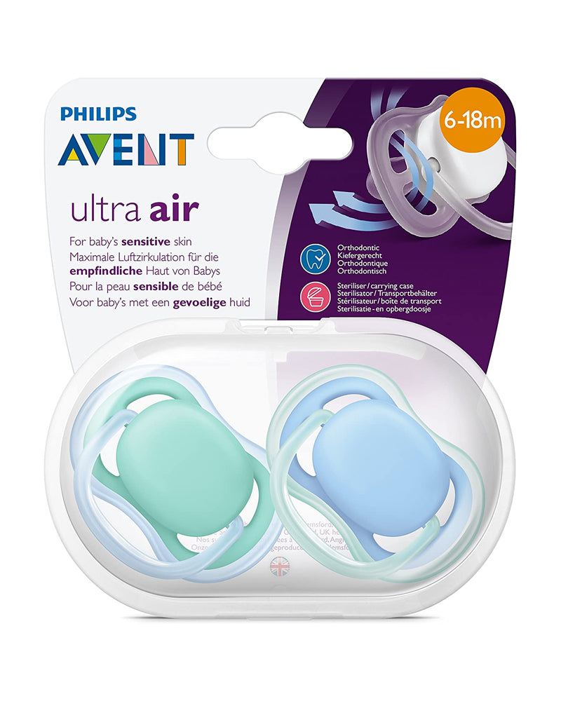 Avent Lot de 2 Sucettes Orthodontiques Ultra Air 6-18m Garçon