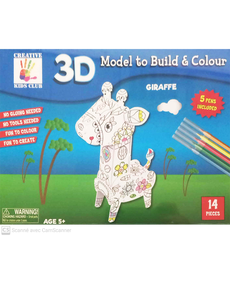 3D Model To Build & Colour 14 Pièces - Giraffe - 5A+