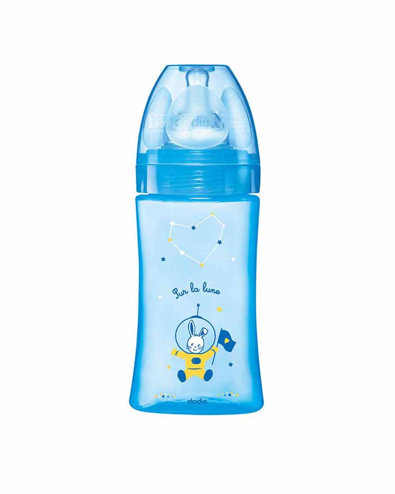 Dodie Anti-Colic Baby Bottle Initiation+ 270ml (0-6m) - Cosmonaut Blue