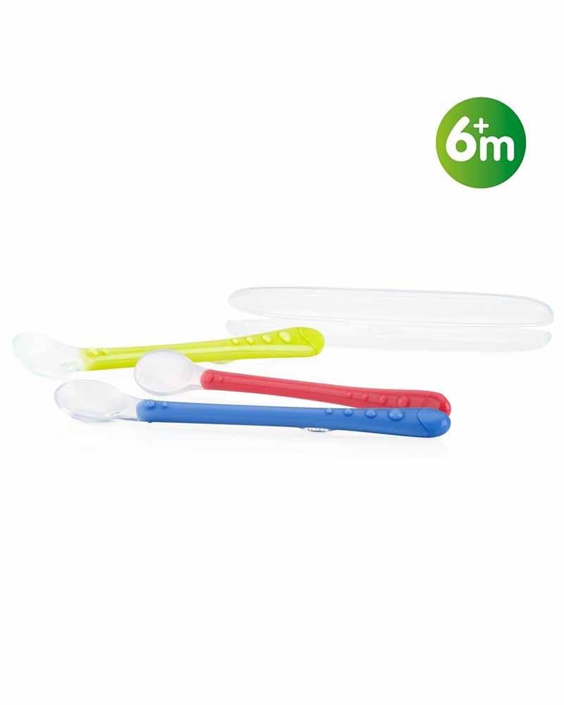 Cuillère souple en silicone Nûby 6m+ - Bleu