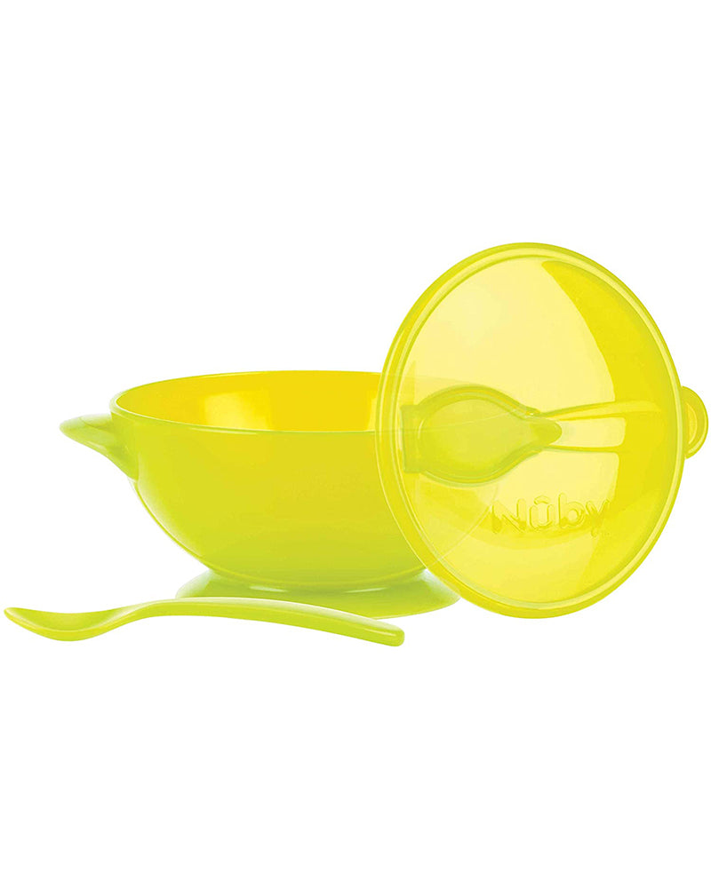 Bol Nûby Ventouse Cuillère et Couvercle 6m+ 400ml - Vert