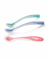 Lot de 2 cuillères Nûby thermosensibles avec bord doux +3m - Bleu