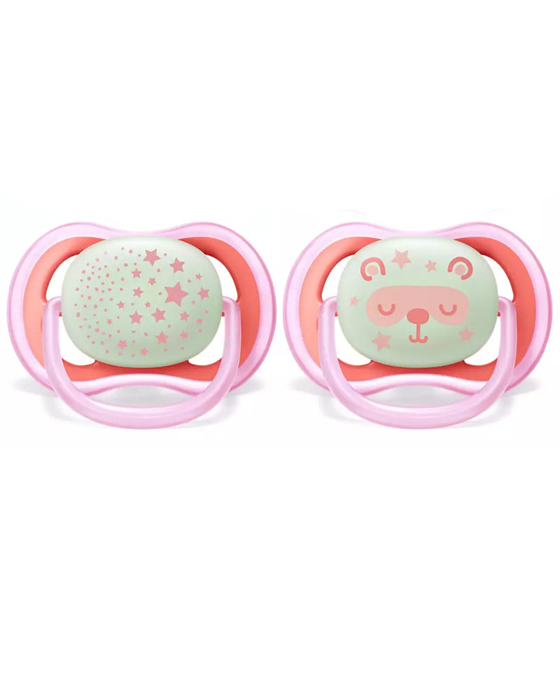 Avent Pack of 2 Ultra Air Night Pacifiers 6-18m - Girl