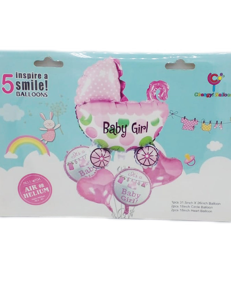 Pack Balloon It's Baby Girl 5 Pieces Decoration