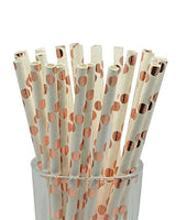 Disposable Paper Straws - White & Bronze