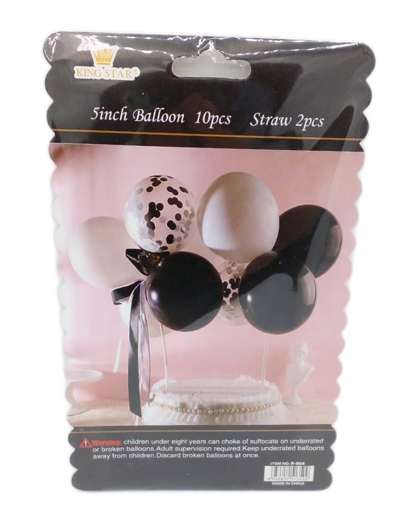 Pack 10 Ballons Noir & Blanc Pour Fête