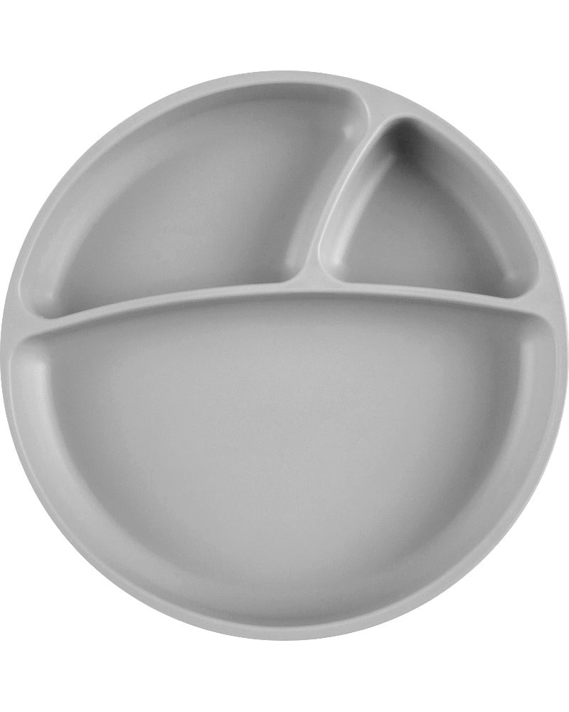Assiette Multi-Compartiments MINIKOIOI avec Ventouse en Silicone – Grise
