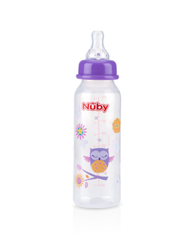 Biberon Nûby col standard débit lent 0m+ 240ml - Mauve