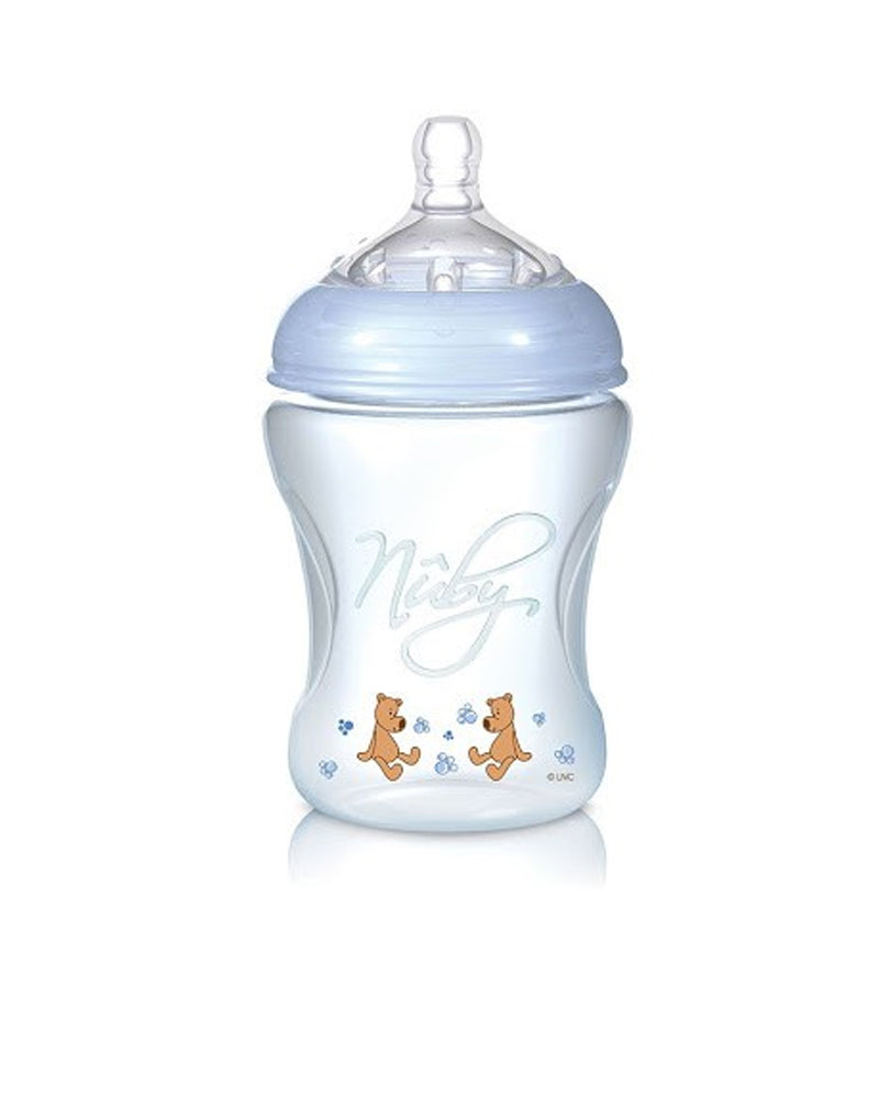 Biberon Nûby imprimé en PP Avec tétine Anti Colique 3m+ 240ml - Bleu