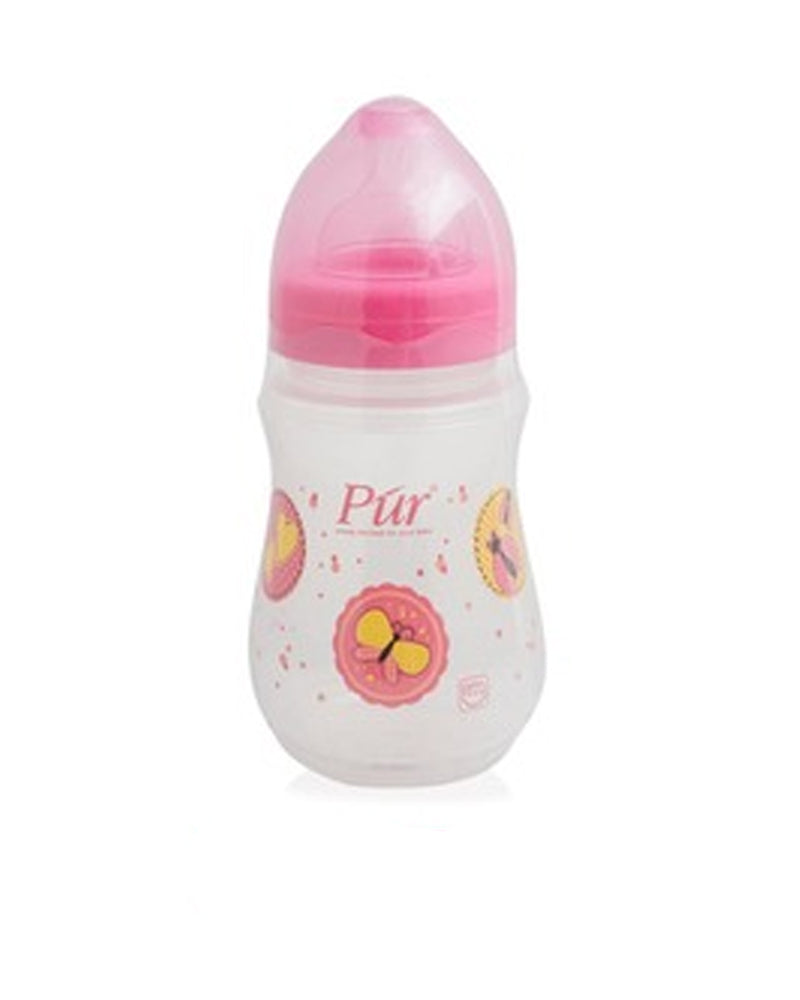 Pür Biberon à col large avec poignée Wide Neck 250ml - Rose