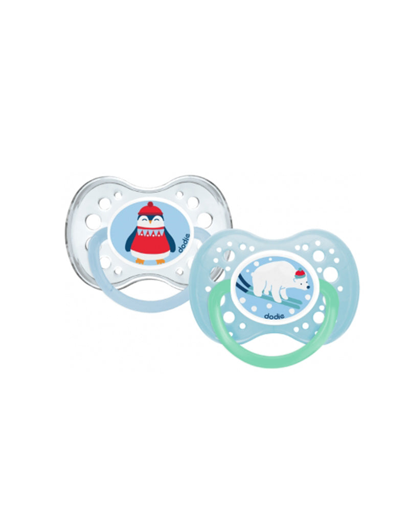 Set de 2 Chupetes Anatómicos de Silicona Dodie +18m - Oso/Pingüino