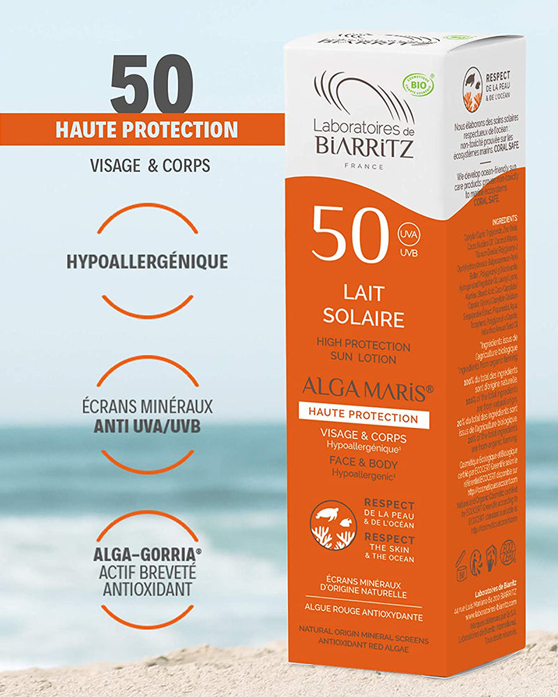 Lait Solaire SPF50 Certifiée Bio 100ml - Laboratoires de Biarritz