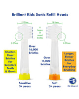 Têtes de recharge de brosse à dents sonique Brilliant Kids - Jaune
