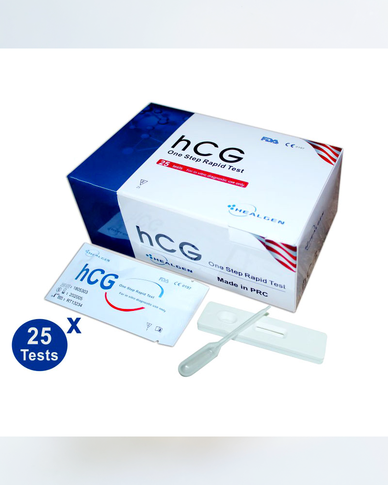 Prueba de Embarazo HEALGEN HCG - Caja de 25 Unidades