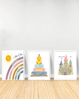 Ensemble de 3 Tableaux décoratifs - Pilliers Islam | Salat| Fatiha - Blanc