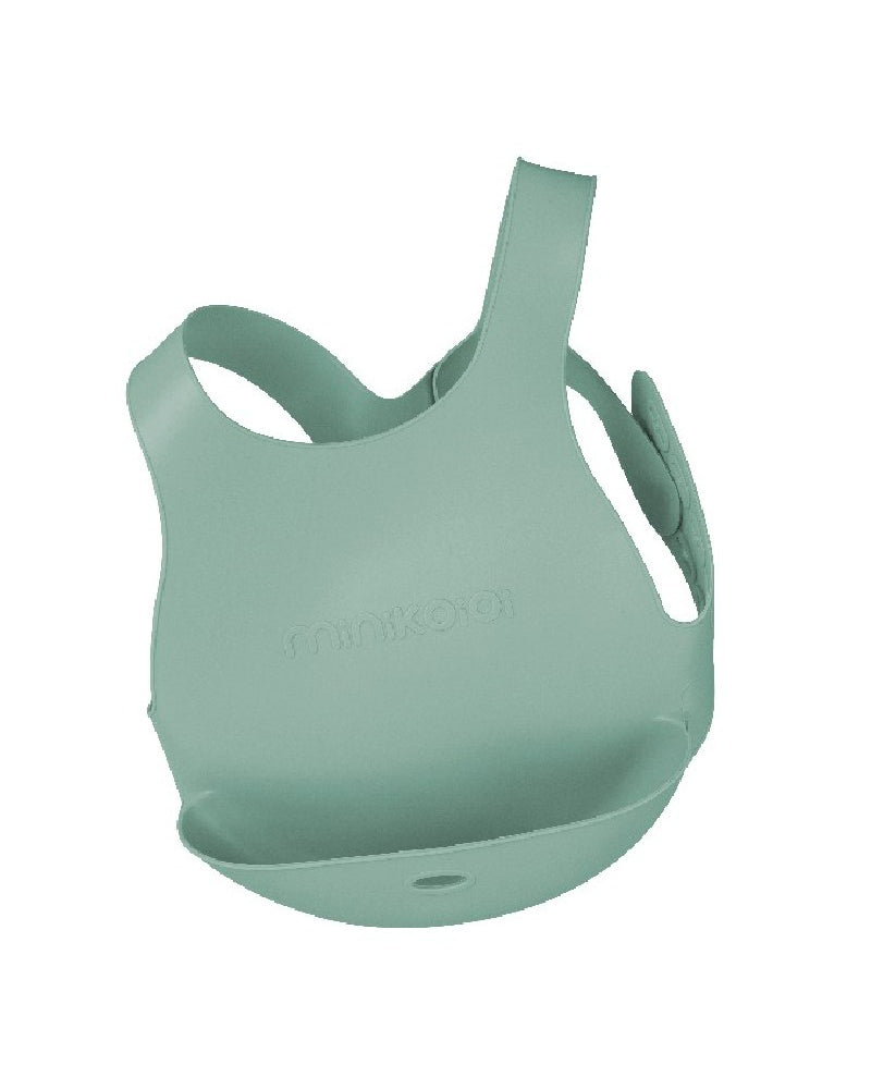 Bavoir Attache Dorsale MINIKOIOI en Silicone - Vert Rivière