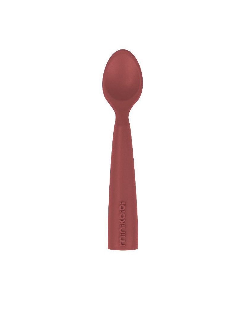 Set en Silicone MINIKOIOI : Bol Gobelet Cuillère – Rouge Velvet