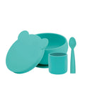 Set en Silicone MINIKOIOI : Bol Gobelet Cuillère – Vert