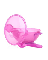 Bol Nûby Ventouse Cuillère et Couvercle 6m+ 400ml - Rose